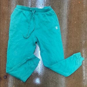 VICTORIA SECRET TEAL JOGGER SWEAT PANTS WOMENS SZ SMALL WITH DRAWSTRING
